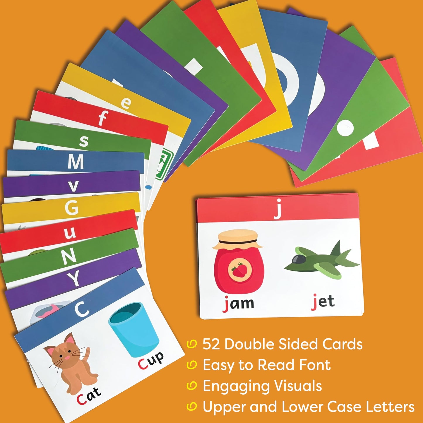 THE BAMBINO TREE Jumbo Alphabet Flash Cards – 11x8 Big Thick ABC Cards for Ages 3–6 | XL Classroom Size