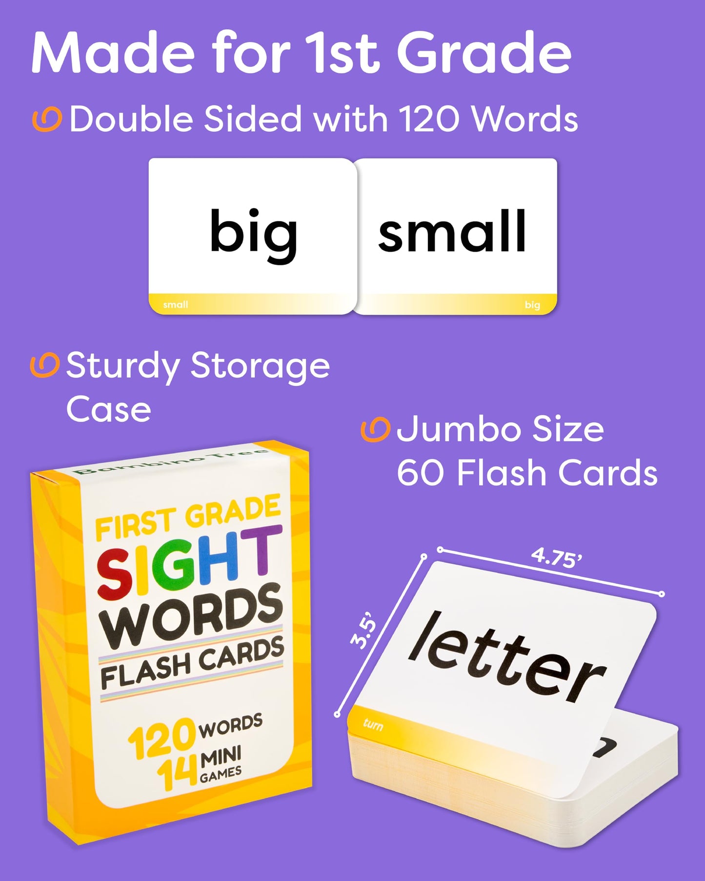 The Bambino Tree Sight Words Flash Cards for 1st Grade – 120 High-Frequency Dolch & Fry Words