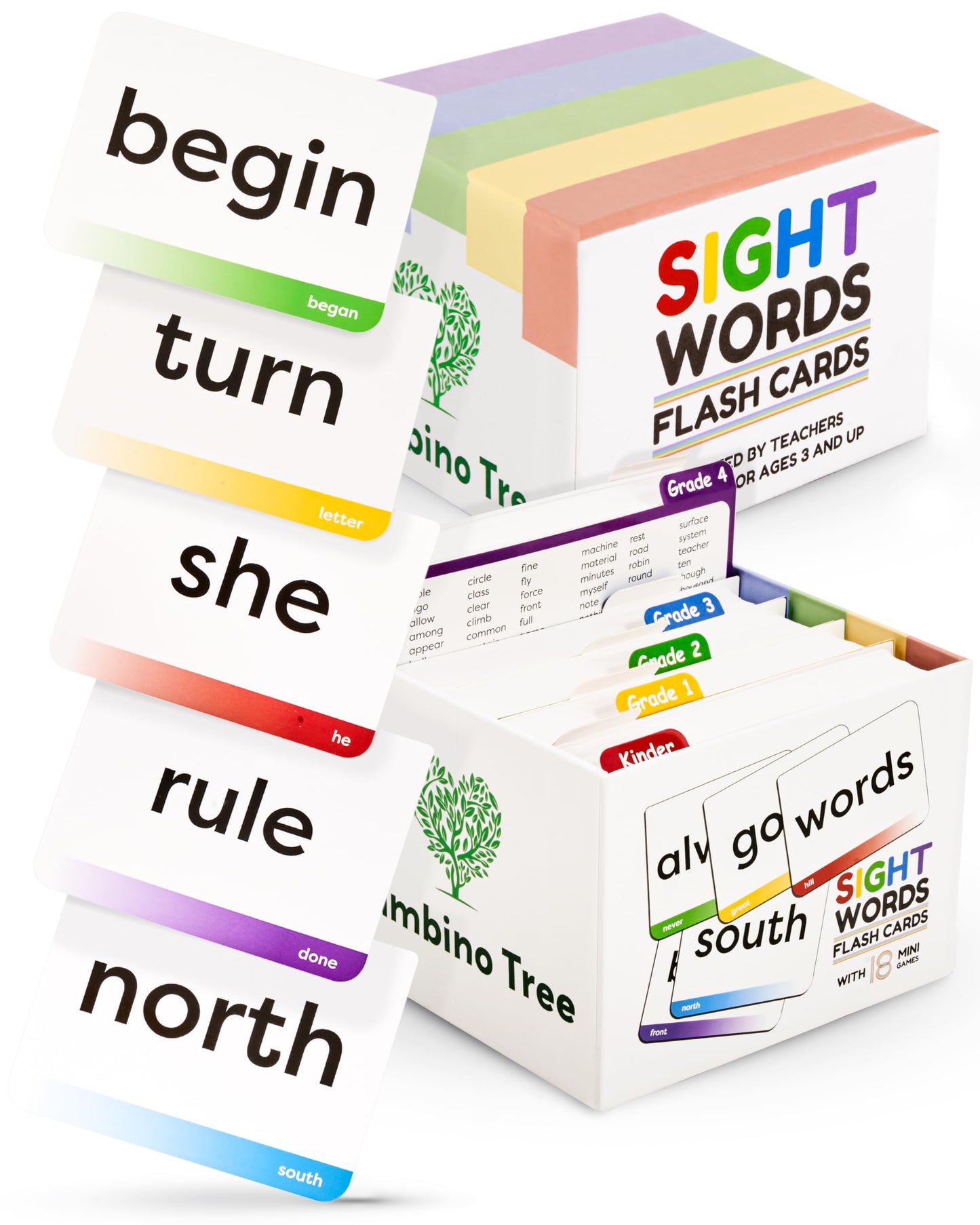 The Bambino Tree Sight Words Flash Cards: 600 Words from Dolch & Fry Lists, 18 Mini Games