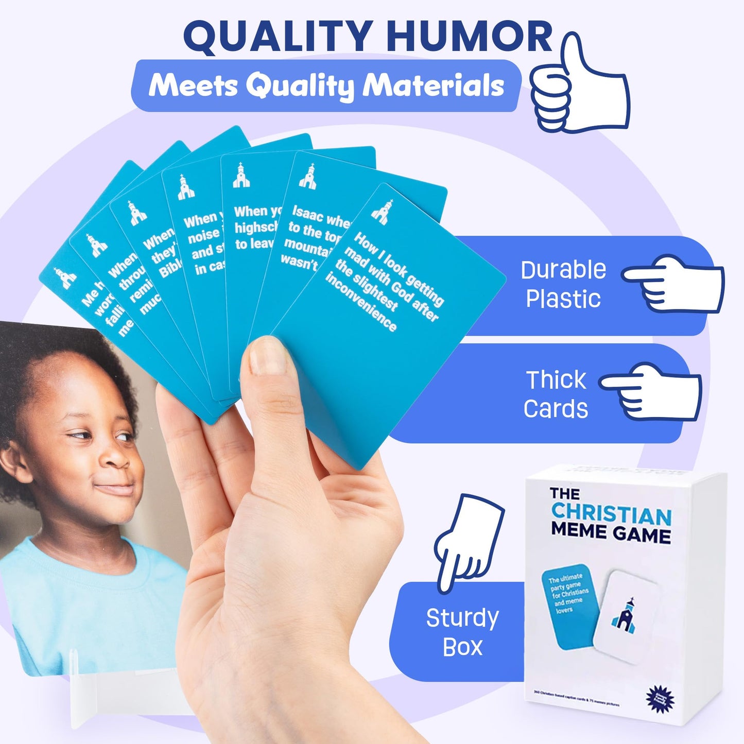 The Christian Meme Game – Clean Family Bible Card Game (75 Memes, 360 Captions)