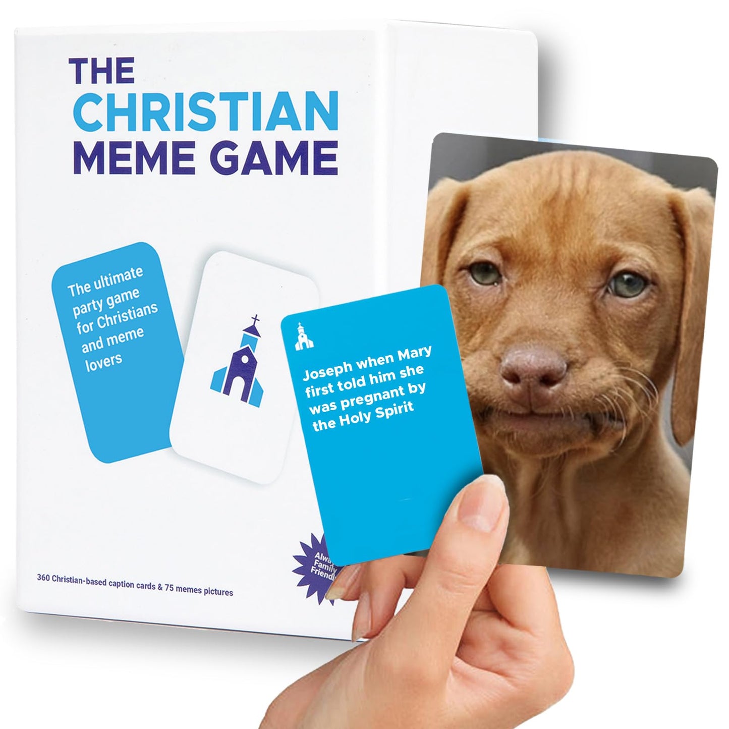 The Christian Meme Game – Clean Family Bible Card Game (75 Memes, 360 Captions)
