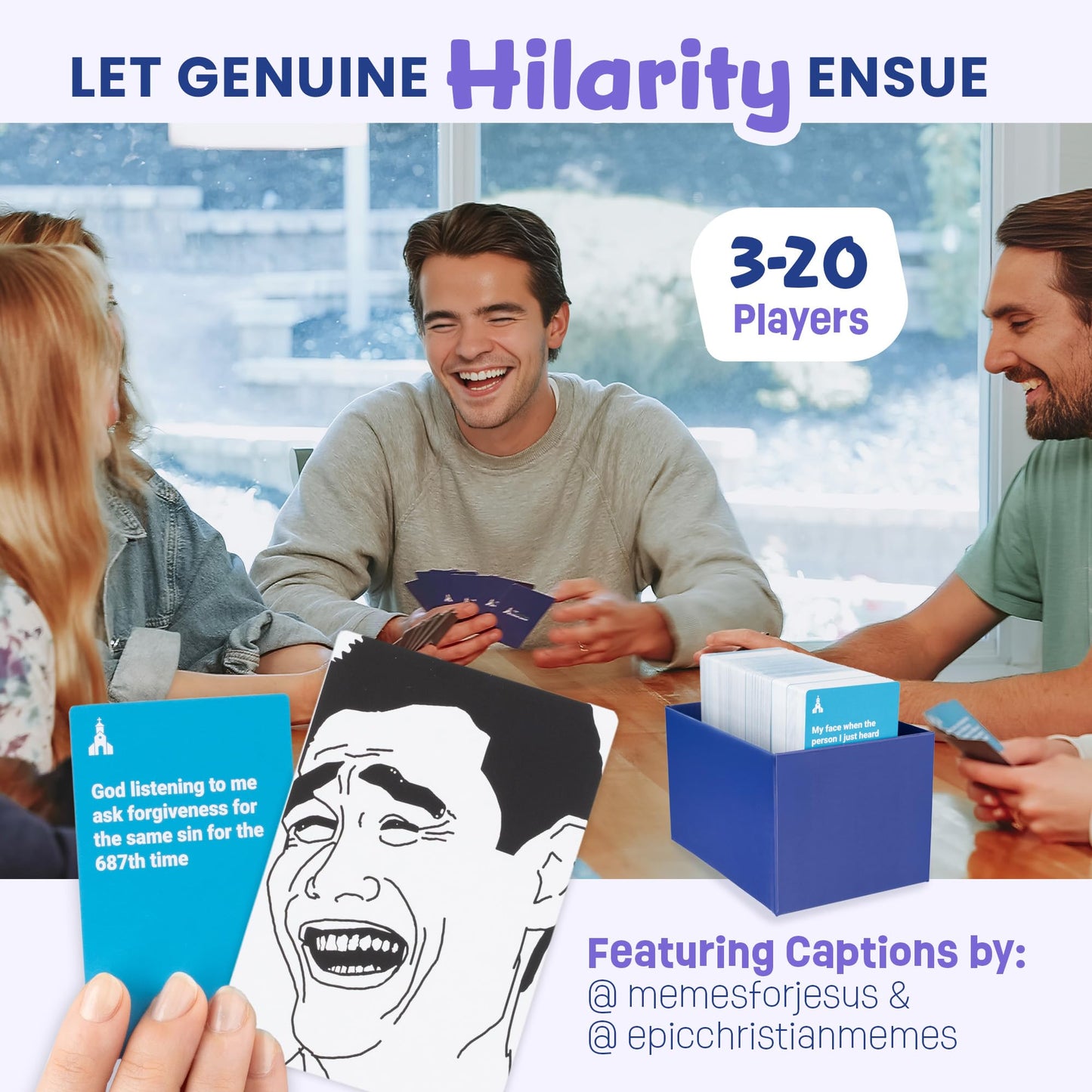 The Christian Meme Game – Clean Family Bible Card Game (75 Memes, 360 Captions)