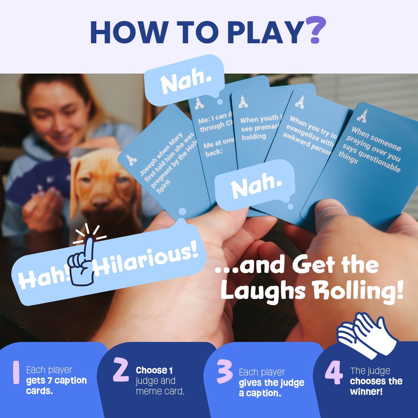 The Christian Meme Game – Clean Family Bible Card Game (75 Memes, 360 Captions)