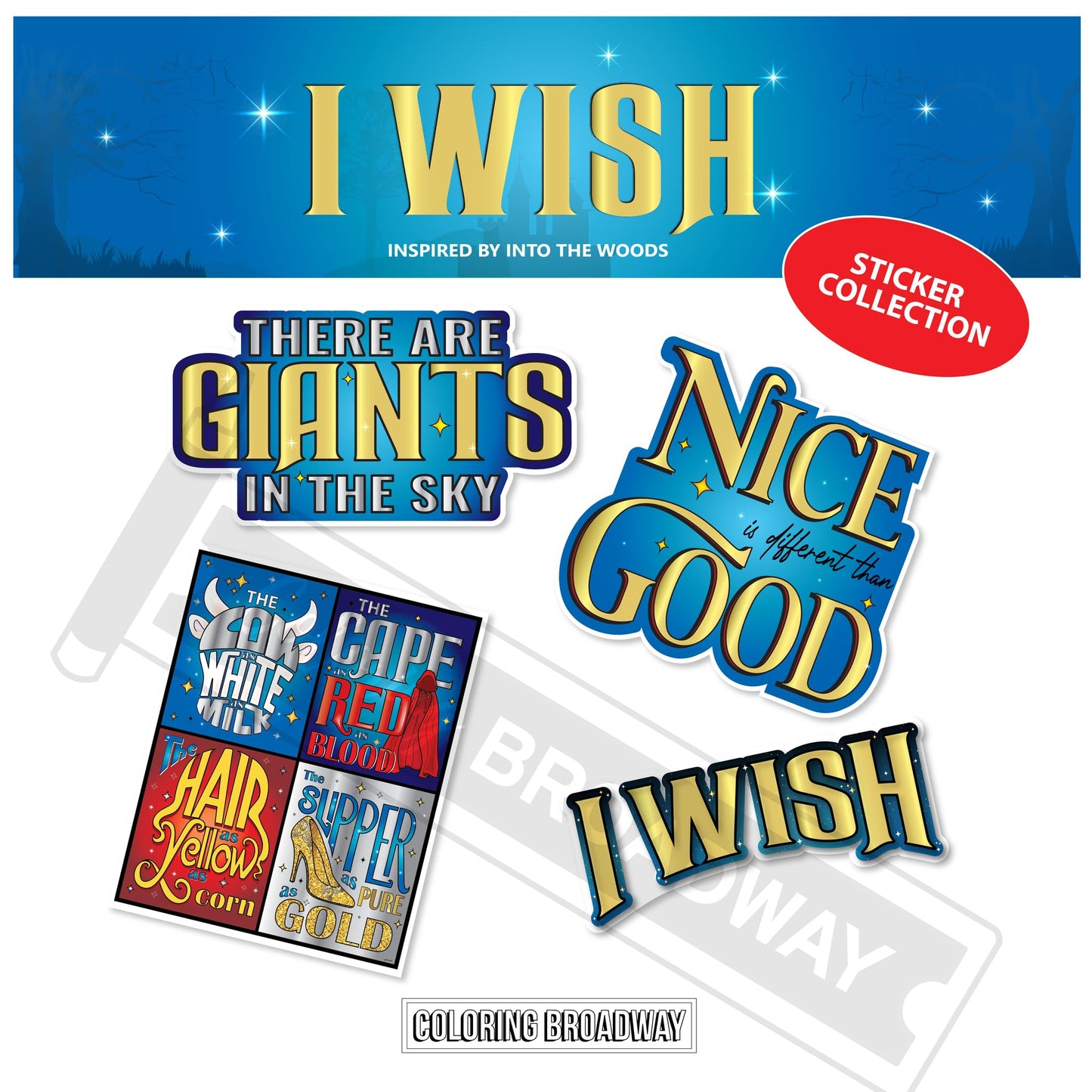 The Coloring Project | Into The Woods I Wish Sticker Collection – Set of 4 Broadway Stickers
