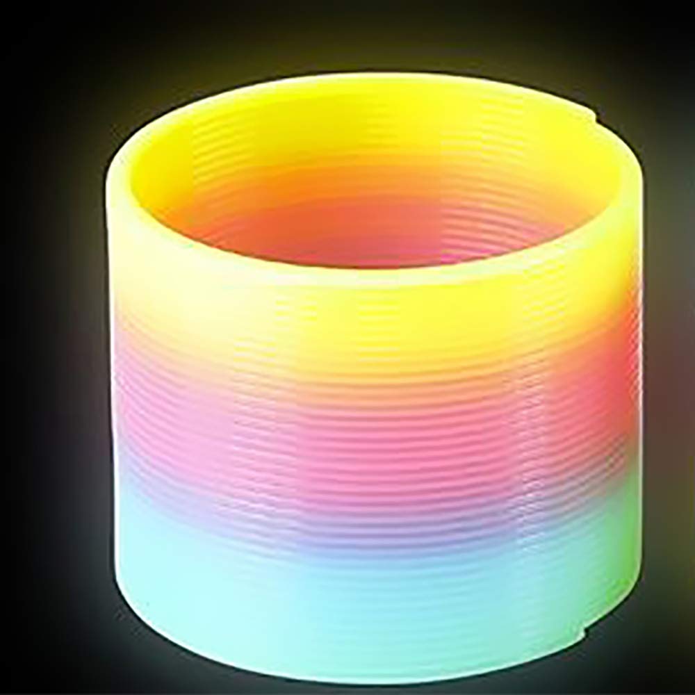 The Dreidel Company Glow-in-the-Dark Rainbow Coil Spring Slingy 3-inch (80mm) - 10 Pack