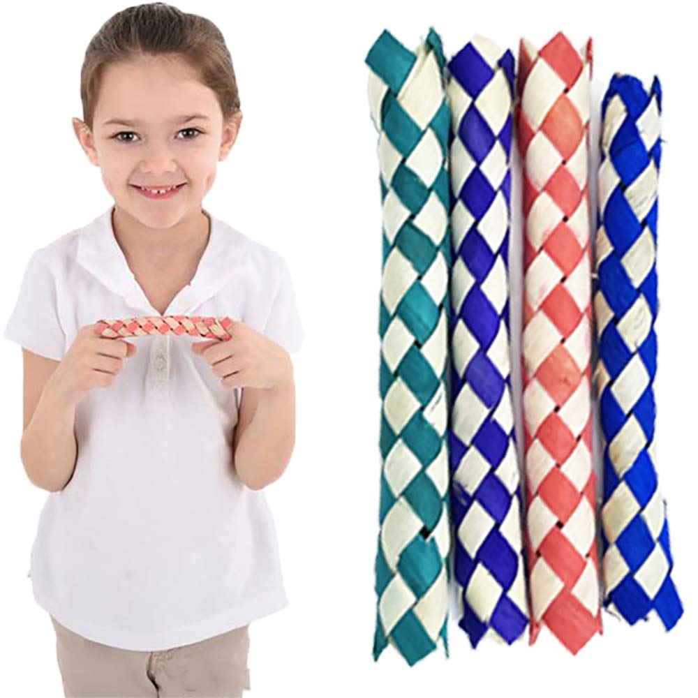 The Dreidel Company Classic Finger Traps – 5 Inch Bamboo Toys (12-Pack) Assorted Colors