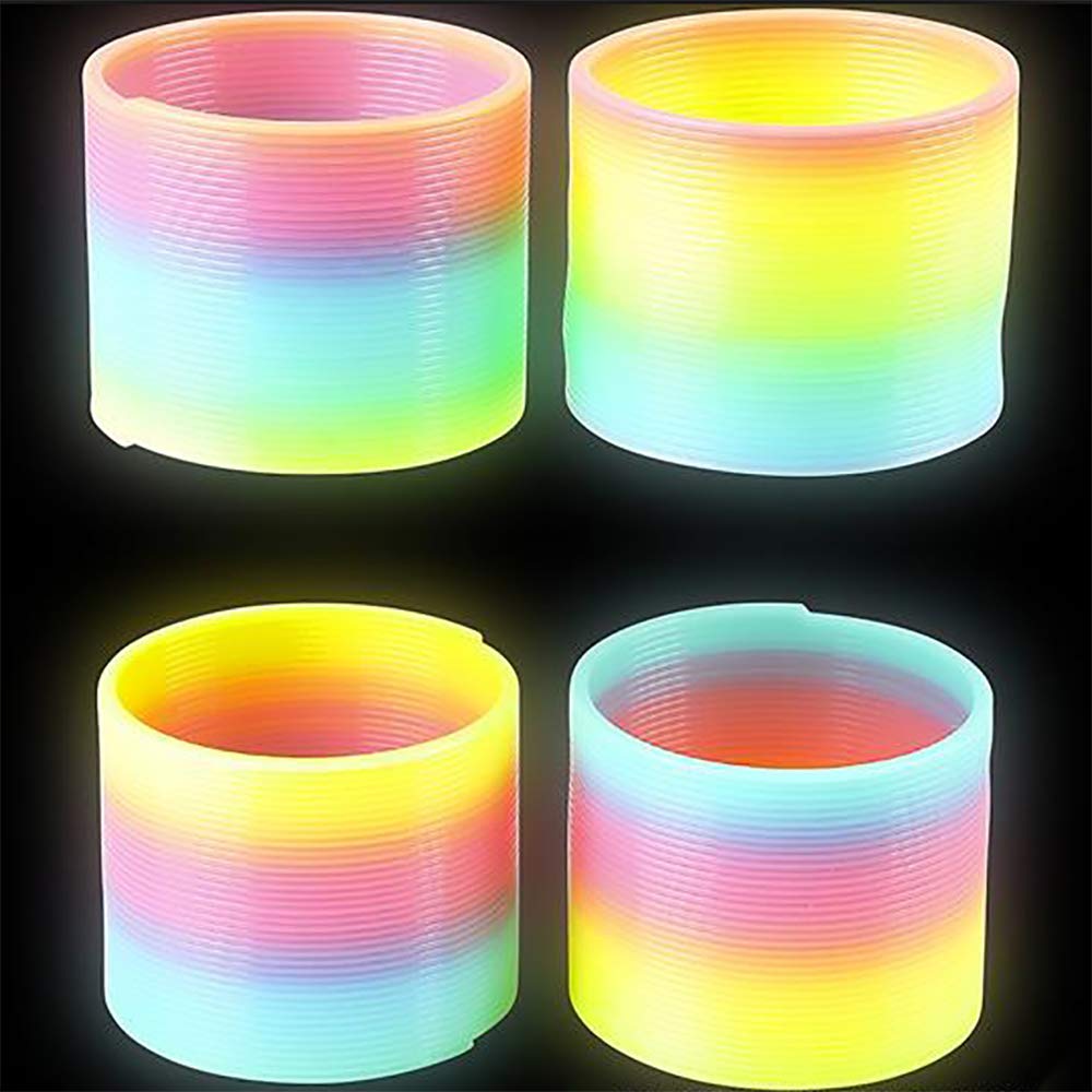 The Dreidel Company Glow-in-the-Dark Rainbow Coil Spring Slingy 3-inch (80mm) - 10 Pack