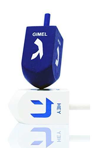The Dreidel Company Hanukkah Game 2-Pack — 3-Inch XL Blue & White Wooden Dreidels