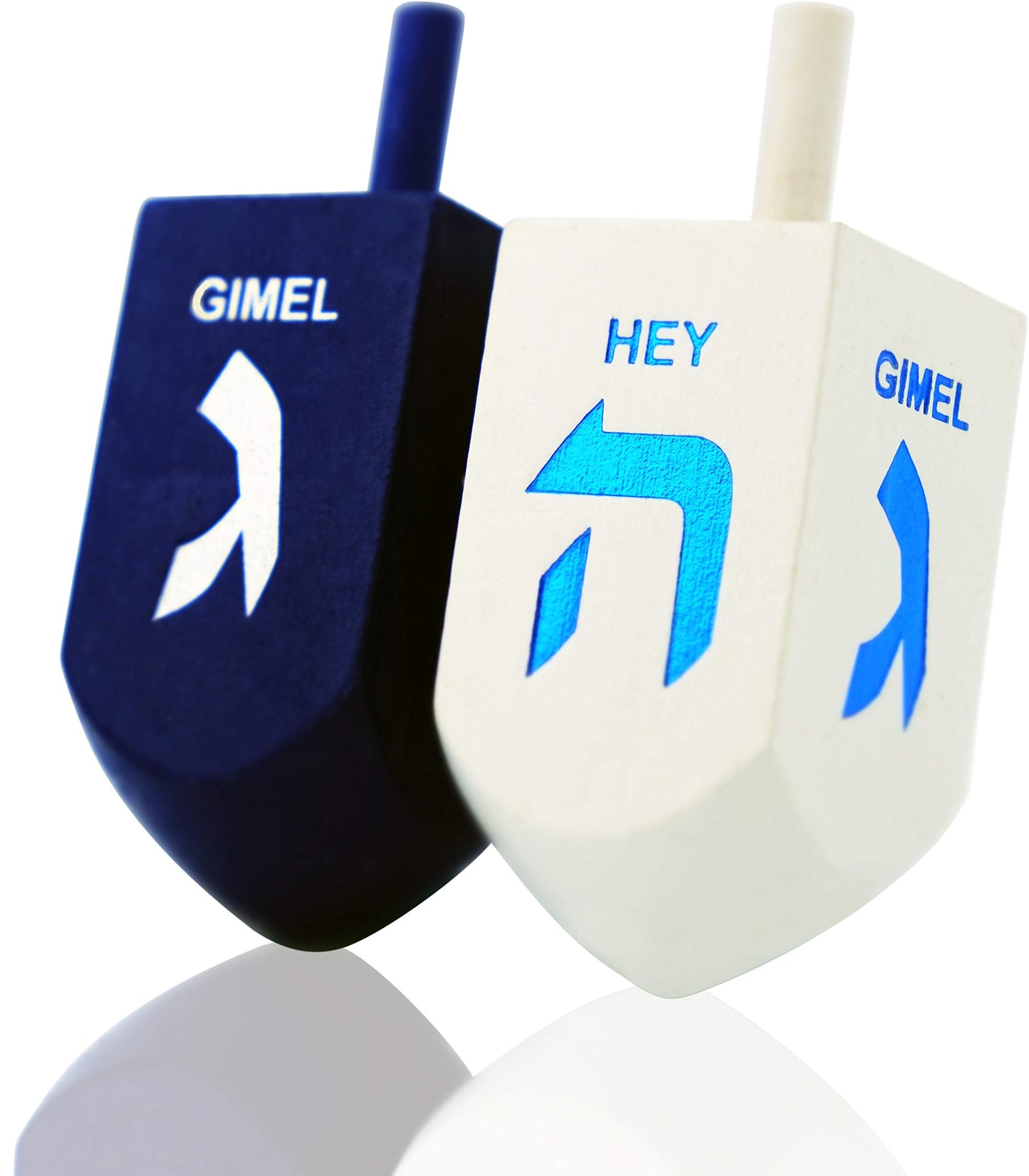 The Dreidel Company Hanukkah Game 2-Pack — 3-Inch XL Blue & White Wooden Dreidels