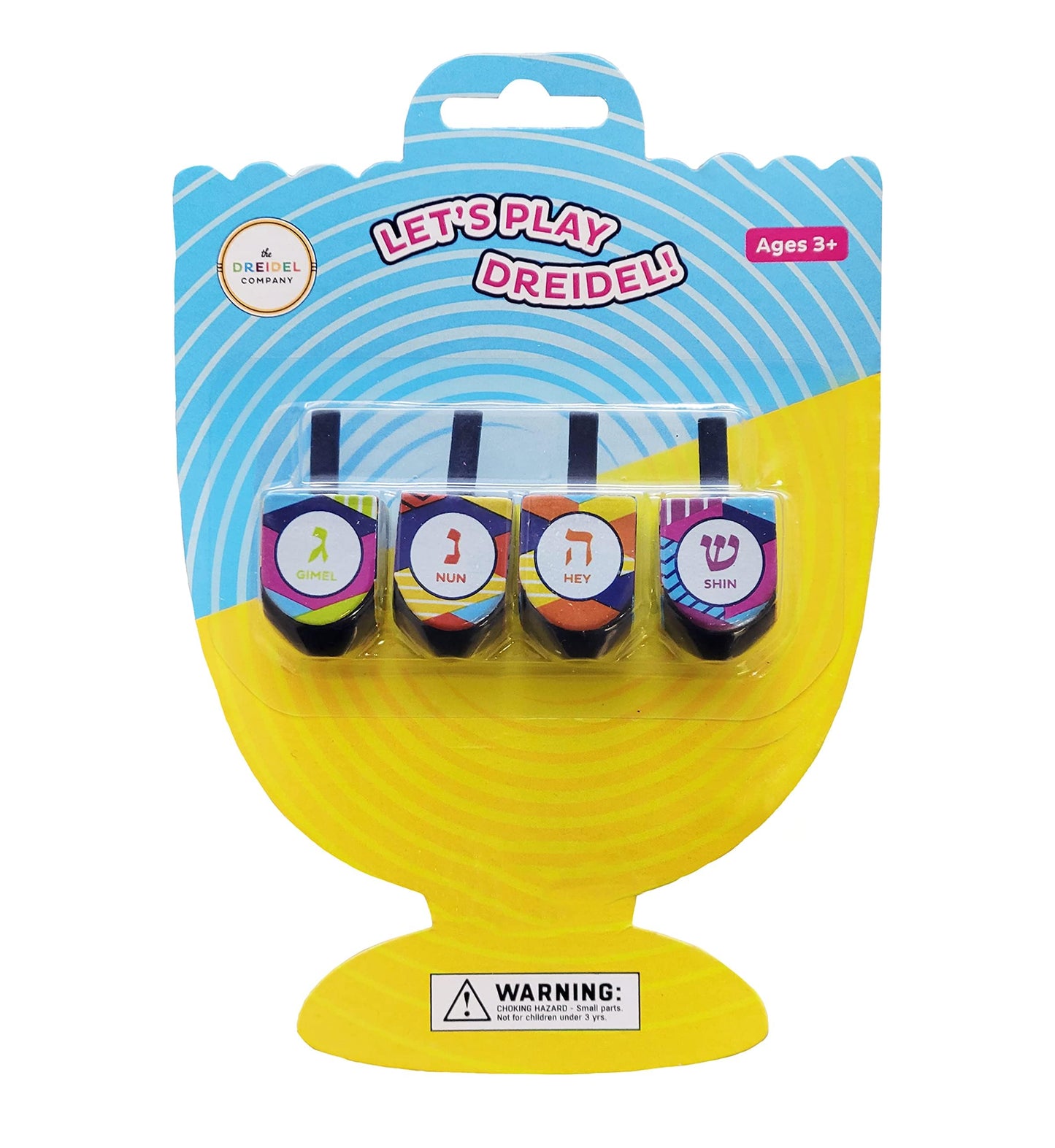 The Dreidel Company Hand Painted Wooden Dreidels 4-Pack – Multi-Colored Hanukkah Game