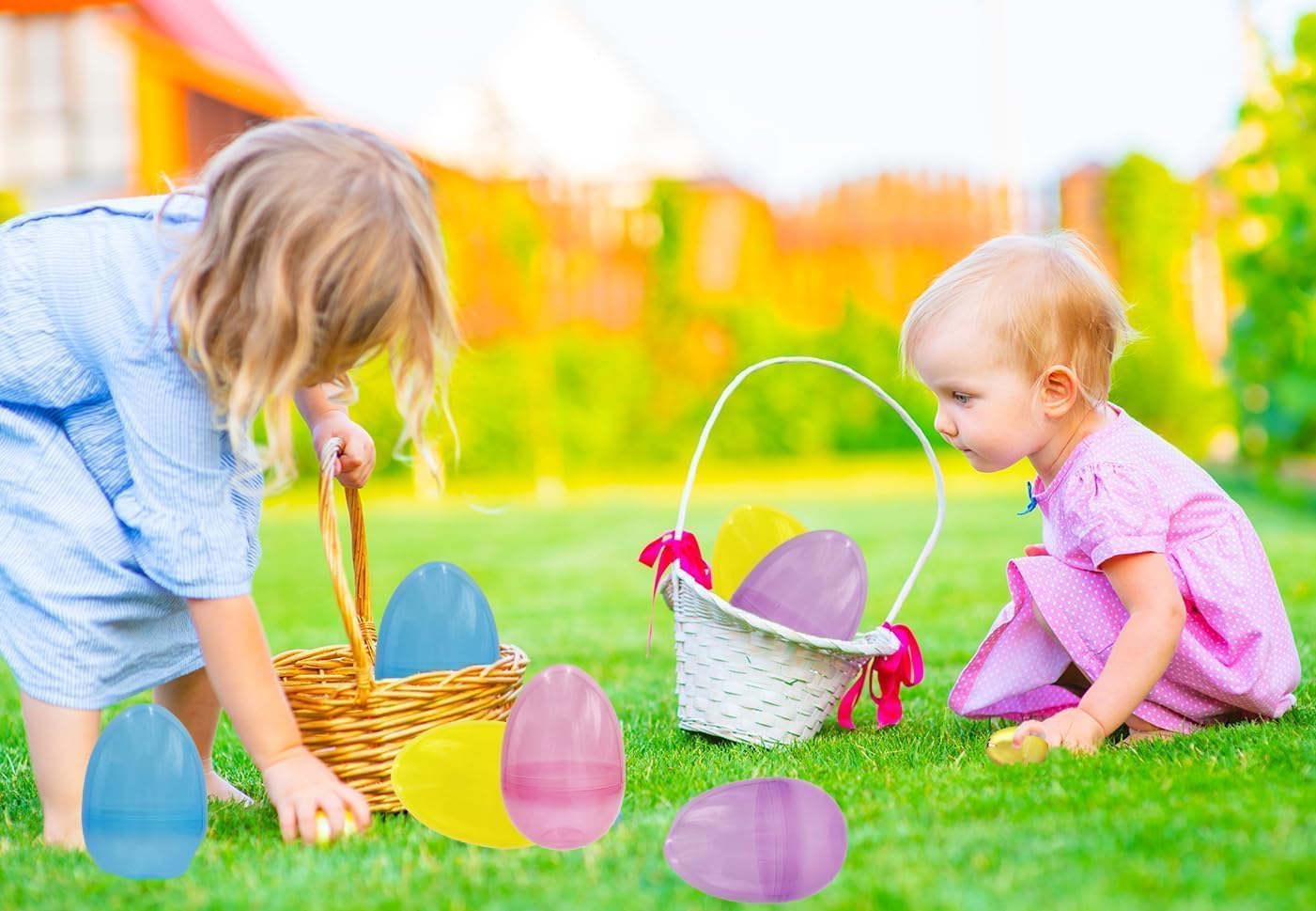 The Dreidel Company 6-Inch Fillable Easter Eggs 6-Pack — Jumbo Translucent Plastic, Stands Upright