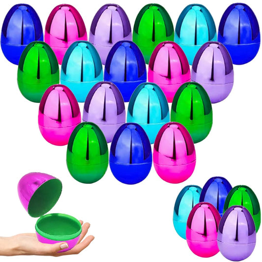 The Dreidel Company Fillable Easter Eggs (12-Pack) with Hinge – 2.25" Plastic, Metallic Bright Colors