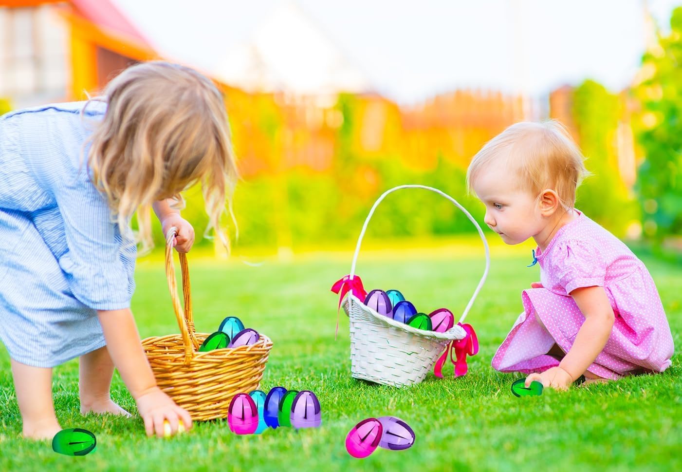 The Dreidel Company Fillable Easter Eggs (12-Pack) with Hinge – 2.25" Plastic, Metallic Bright Colors