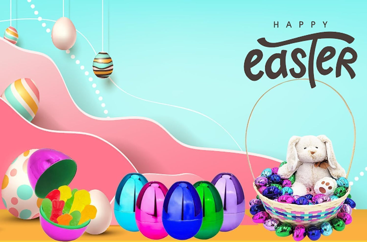 The Dreidel Company Fillable Easter Eggs (12-Pack) with Hinge – 2.25" Plastic, Metallic Bright Colors