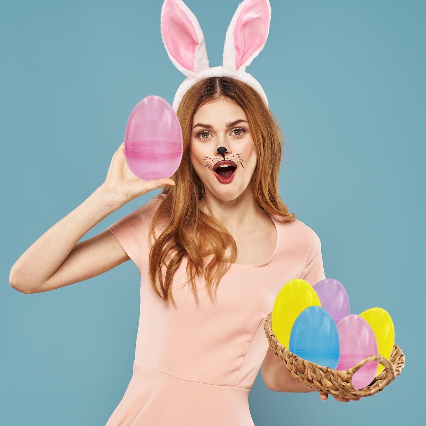 The Dreidel Company 6-Inch Fillable Easter Eggs 6-Pack — Jumbo Translucent Plastic, Stands Upright