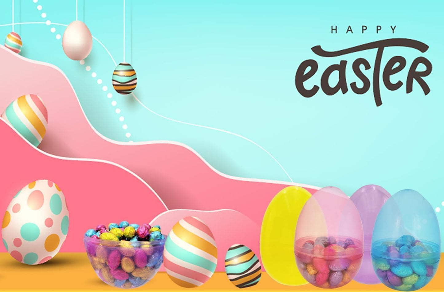 The Dreidel Company 6-Inch Fillable Easter Eggs 6-Pack — Jumbo Translucent Plastic, Stands Upright