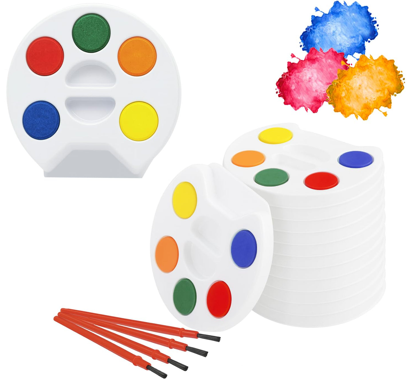 The Dreidel Company Mini Watercolor Paint Set – 5-Color Tray with Brush Included (12-Pack)