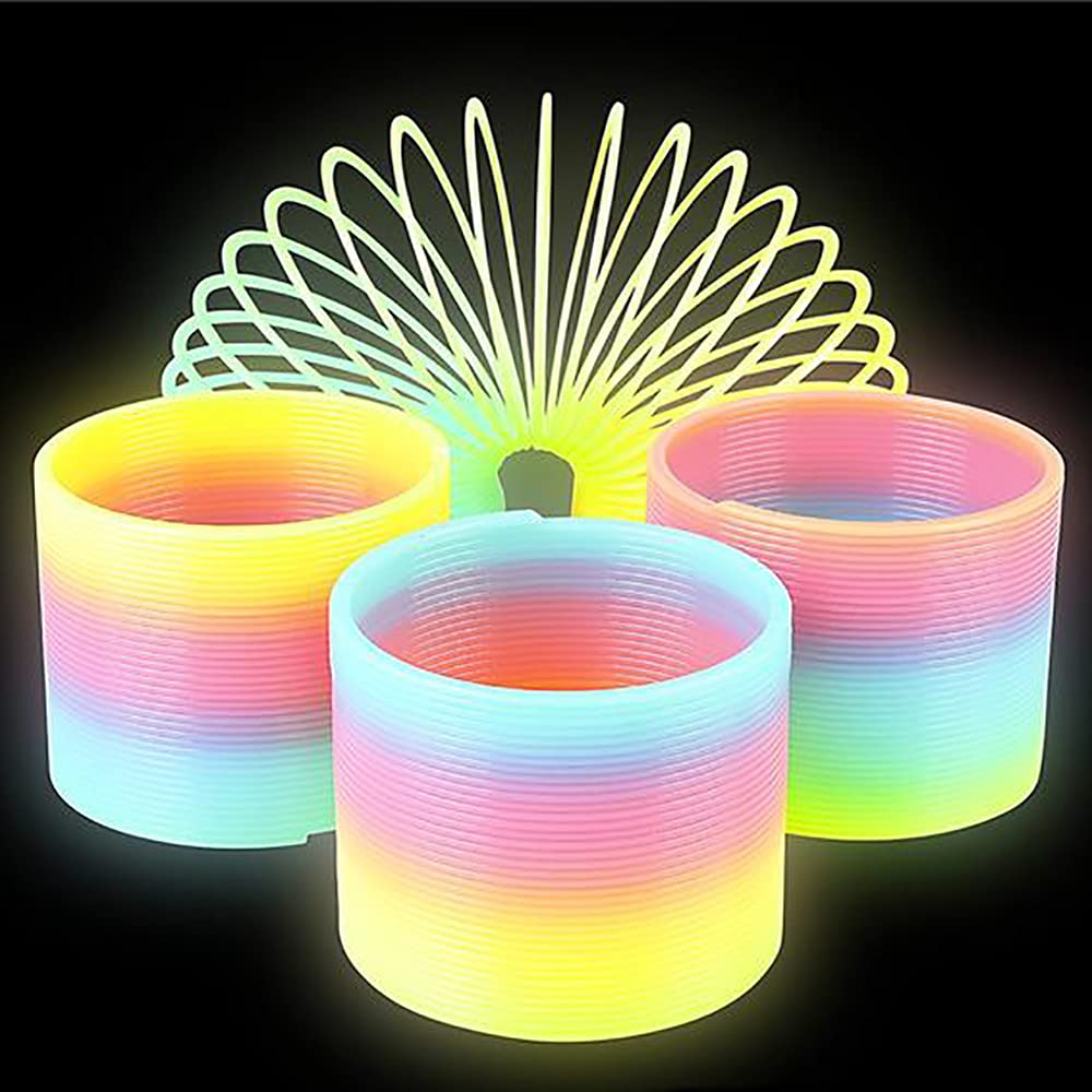 The Dreidel Company Glow-in-the-Dark Rainbow Coil Spring Slingy 3-inch (80mm) - 10 Pack