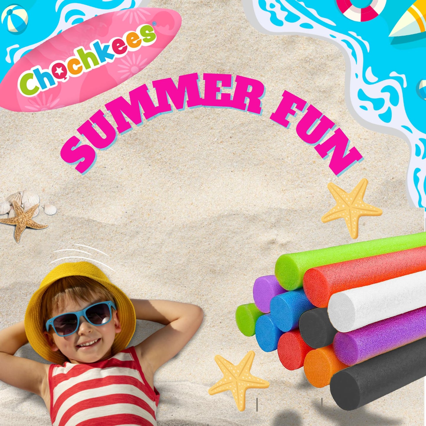 The Dreidel Company Floating Pool Noodles – 52-Inch Foam Tubes, 2-Pack, Assorted Colors