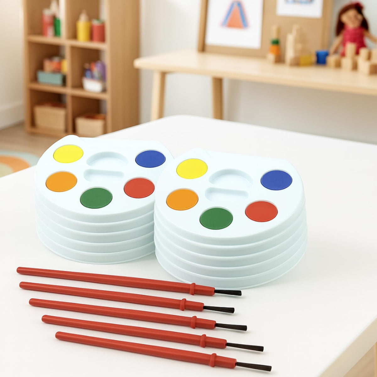 The Dreidel Company Mini Watercolor Paint Set – 5-Color Tray with Brush Included (12-Pack)