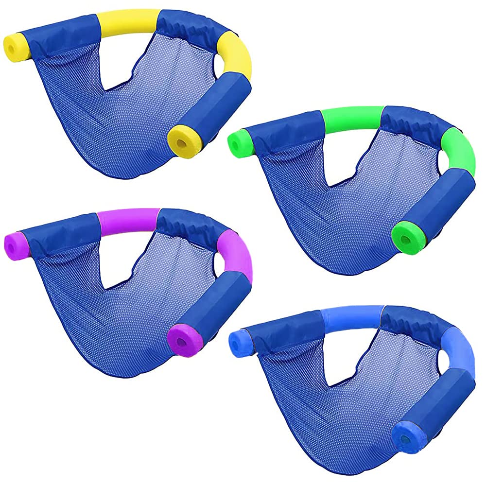 The Dreidel Company Pool Noodle Mesh Chair – Foldable Floating Lounge Seat (4-Pack)