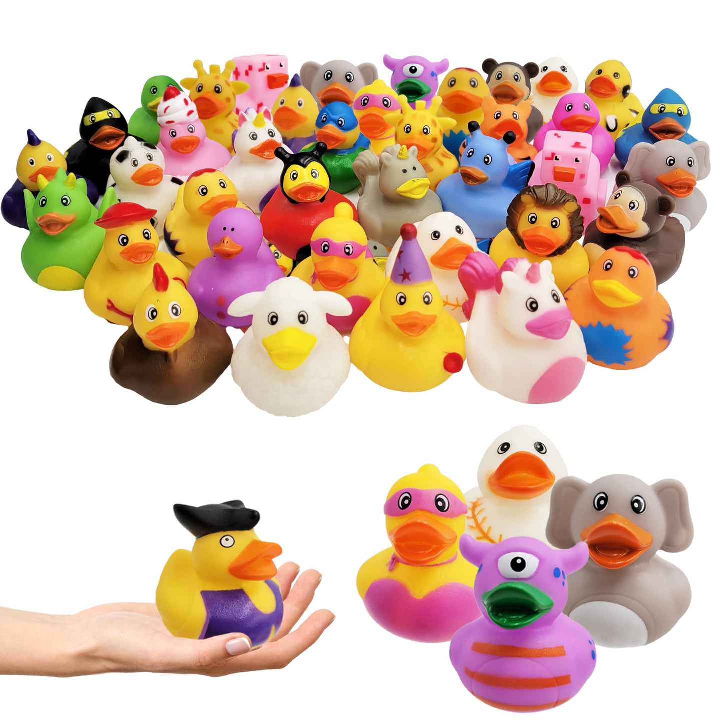 The Dreidel Company Rubber Duckies – 10-Pack, 2-Inch Assorted Bath Toys for Kids