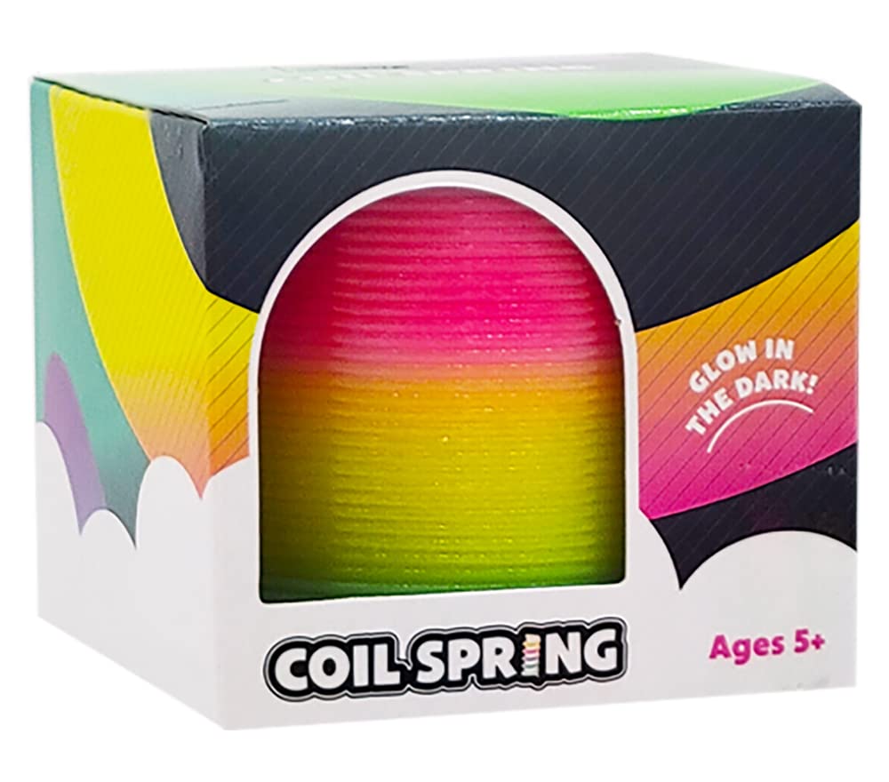 The Dreidel Company Glow-In-The-Dark Rainbow Coil Spring Toy — 3-Inch (80mm) Party Favor
