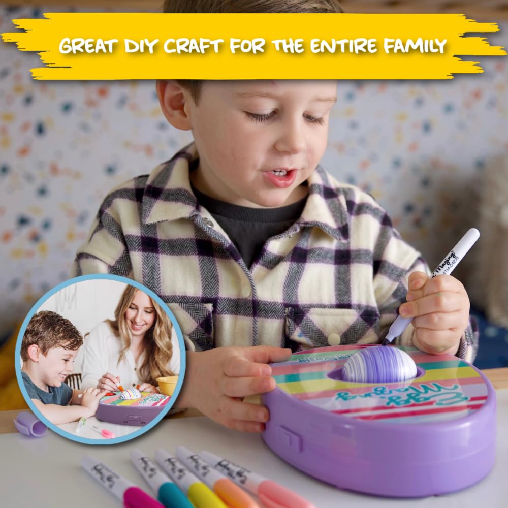 The Eggmazing Egg Decorator Kit - Spin Eggs with 8 Quick-Dry Markers | Ages 3+