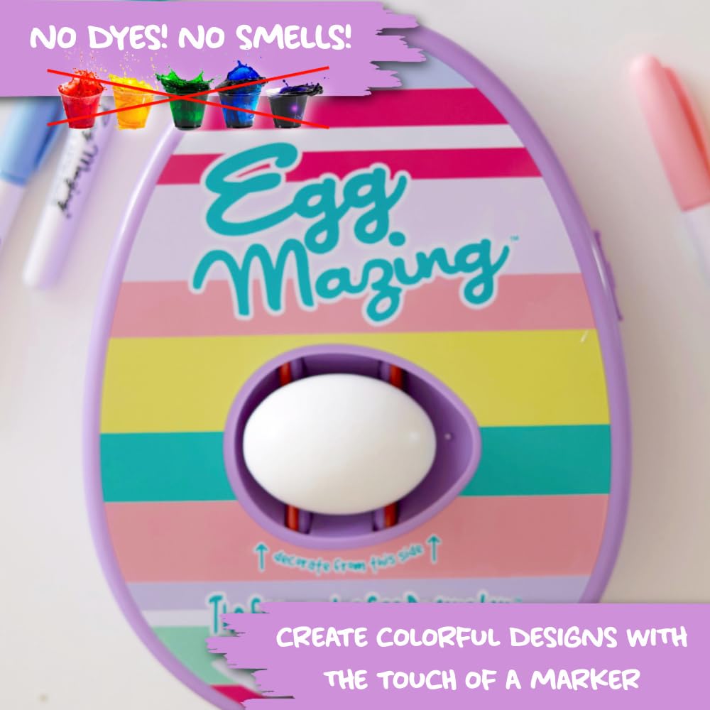 The Eggmazing Egg Decorator Kit - Spin Eggs with 8 Quick-Dry Markers | Ages 3+