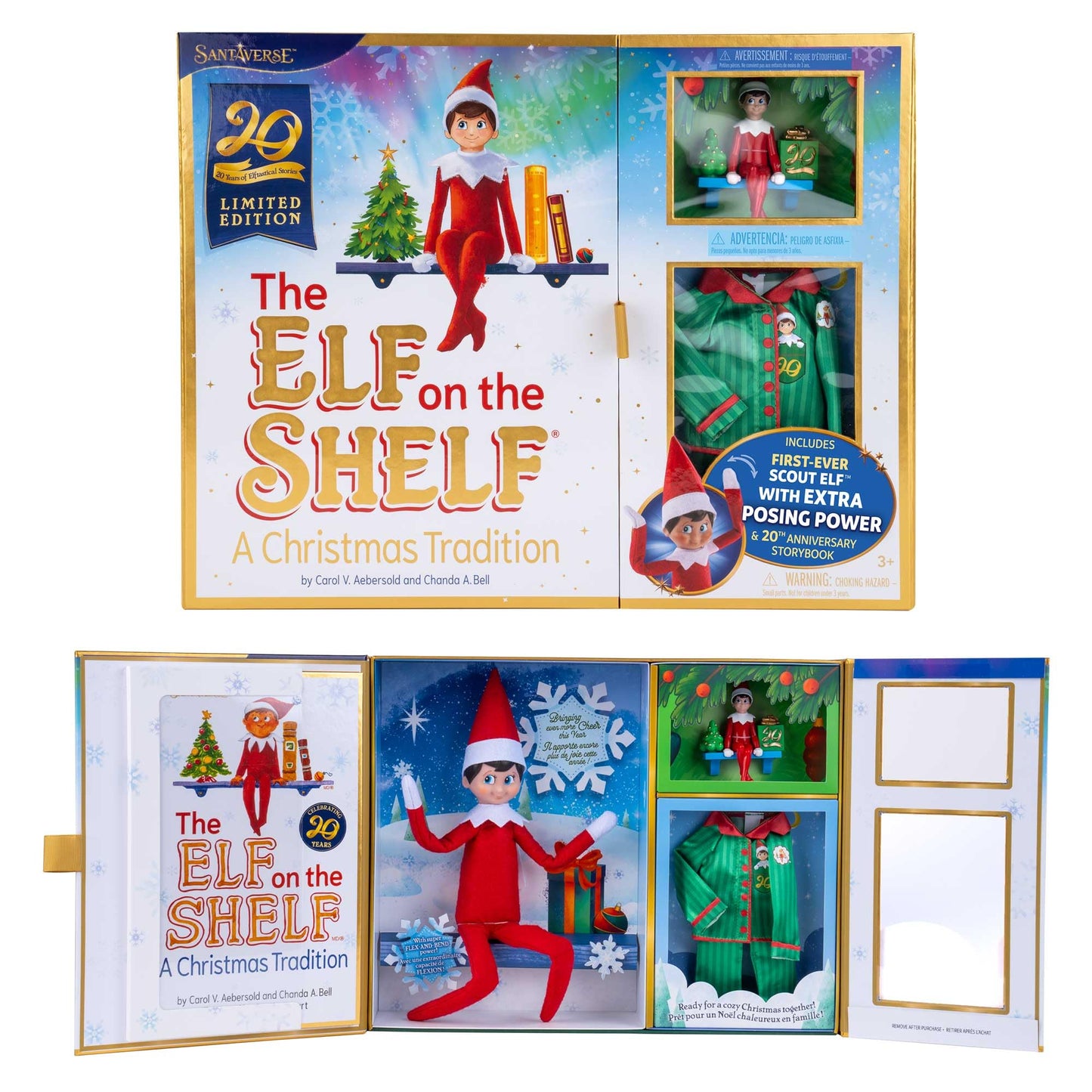 The Elf on the Shelf: 20th Anniversary Limited Edition Box Set – Posable Scout Elf, Storybook, Keepsake, Loungewear & Ornament