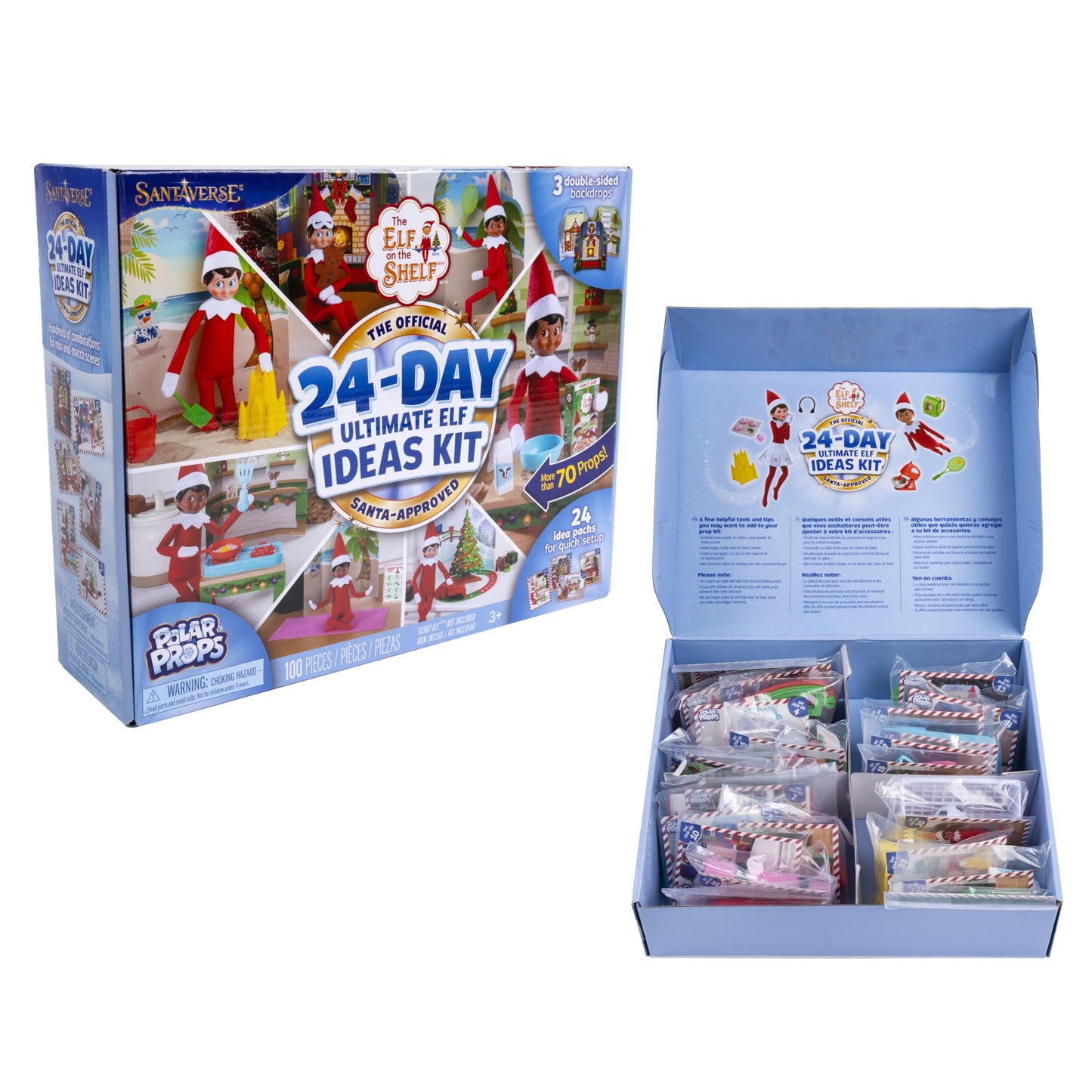 The Elf on the Shelf 24-Day Ultimate Kit – 70+ Props, 24 Idea Cards, 3 Backdrops