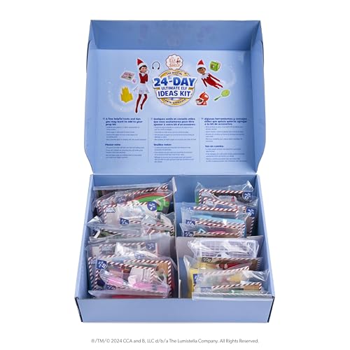 The Elf on the Shelf 24-Day Ultimate Kit – 70+ Props, 24 Idea Cards, 3 Backdrops