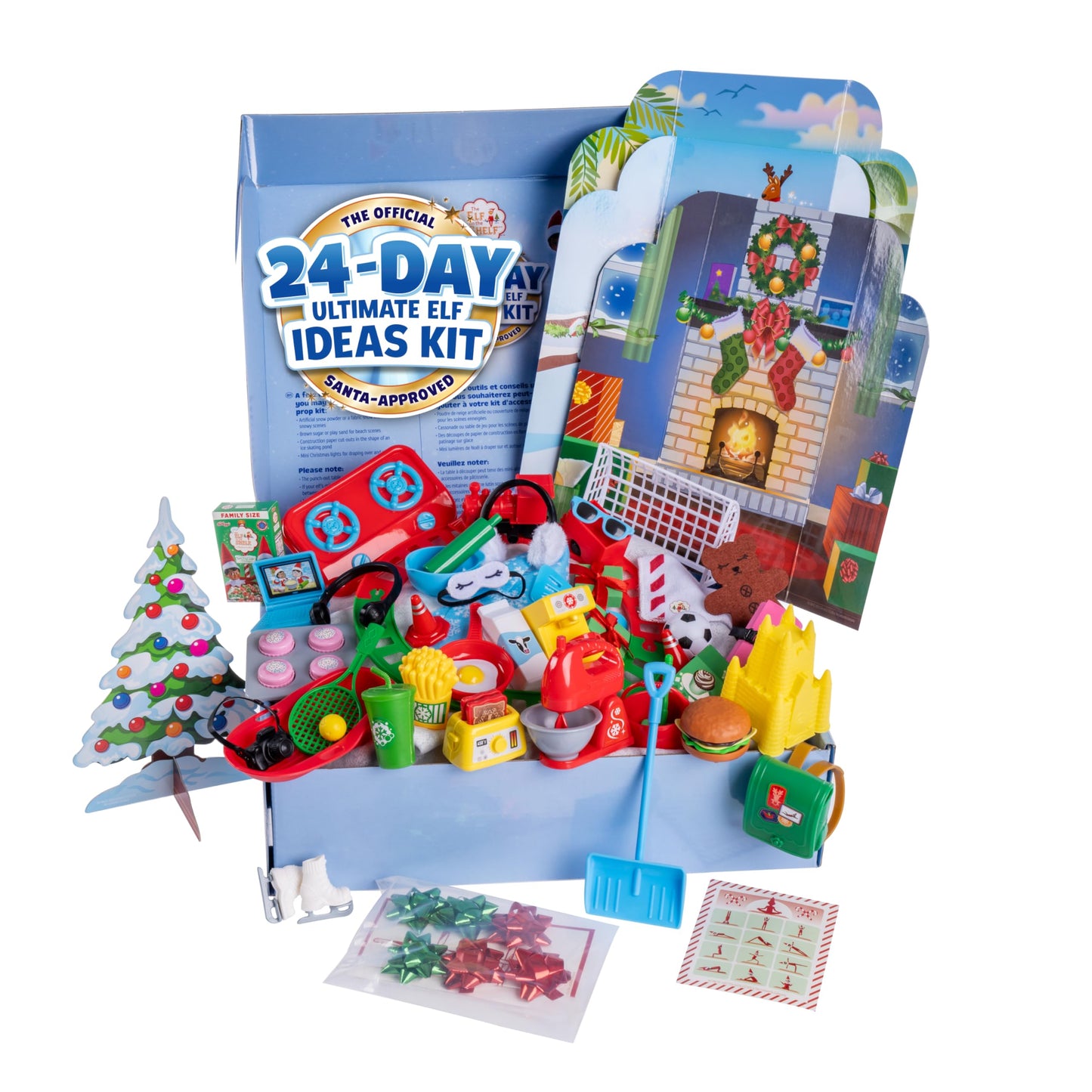 The Elf on the Shelf 24-Day Ultimate Kit – 70+ Props, 24 Idea Cards, 3 Backdrops