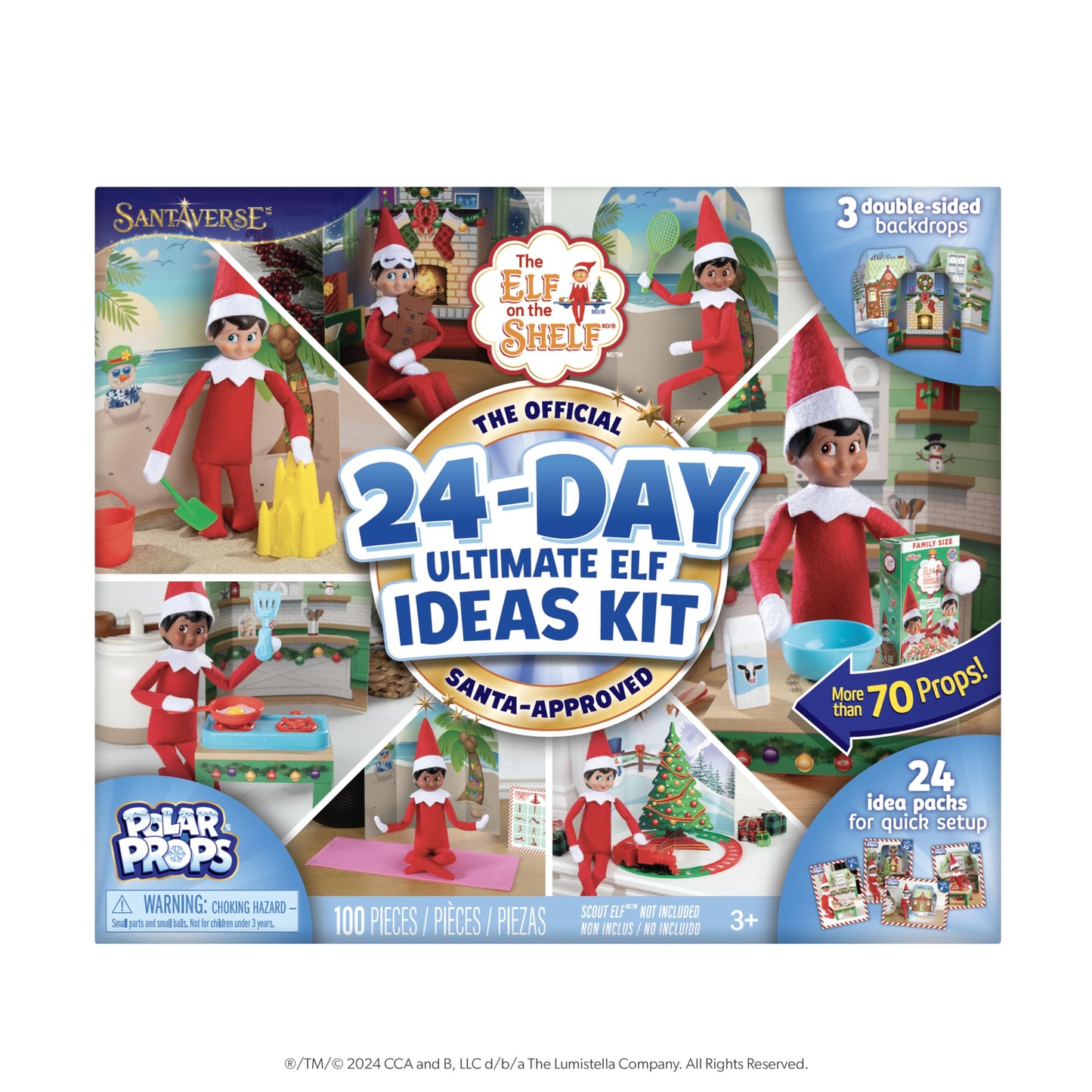 The Elf on the Shelf 24-Day Ultimate Kit – 70+ Props, 24 Idea Cards, 3 Backdrops
