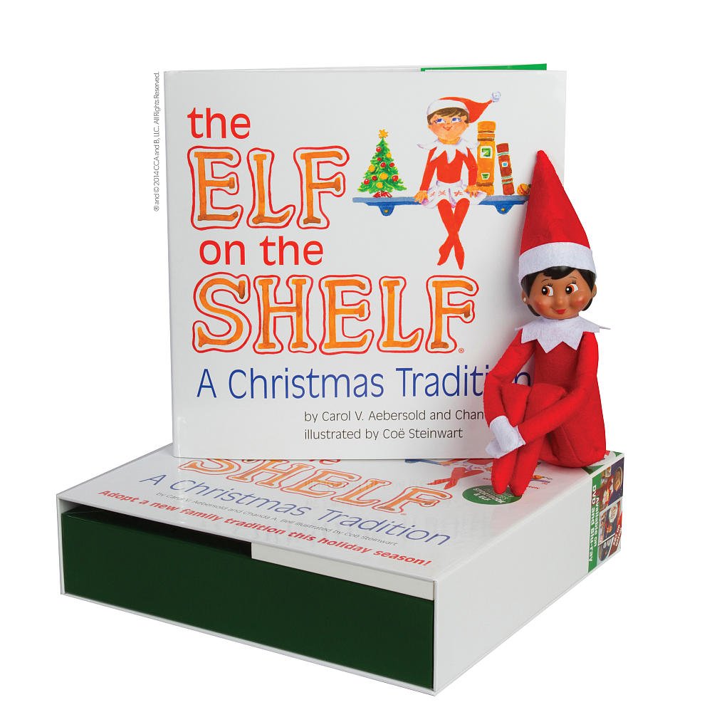 The Elf on the Shelf: A Christmas Tradition – Scout Elf with Brown Eyes, Storybook, Keepsake Box & Adoption Certificate