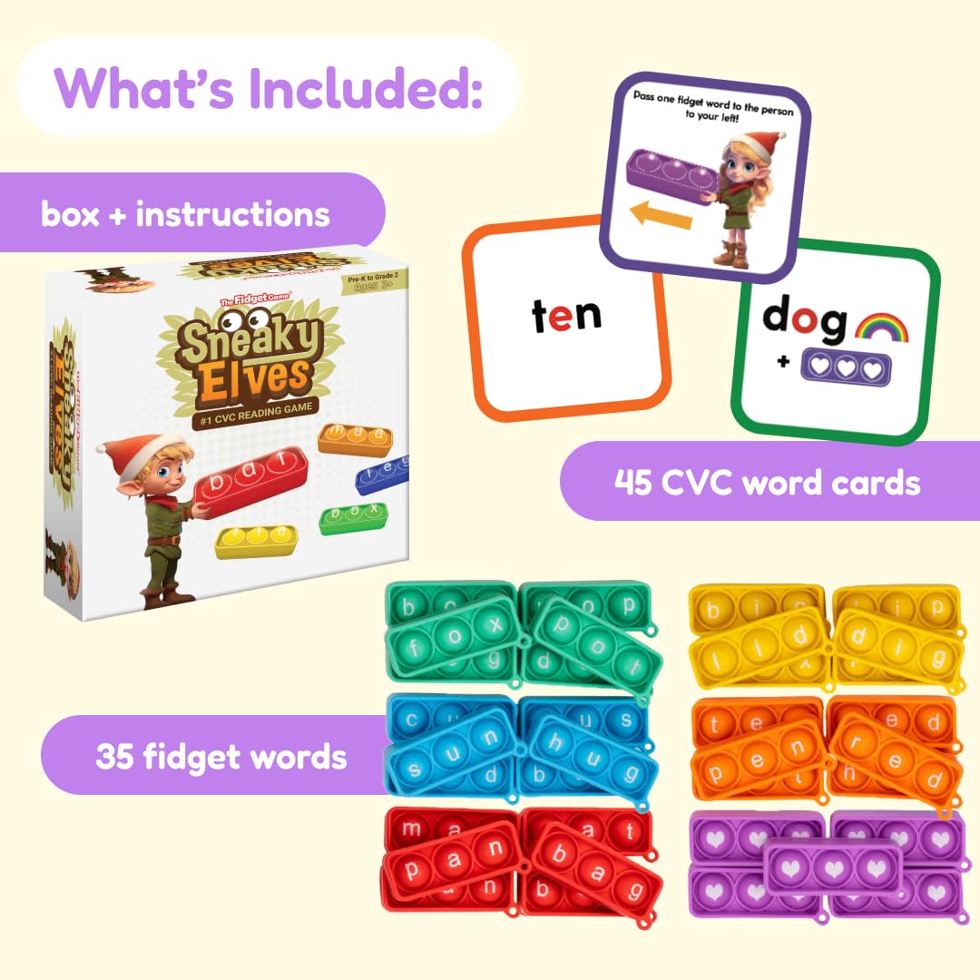 The Fidget Game Sneaky Elves: Multisensory CVC Word Game for Early Reading & Phonics