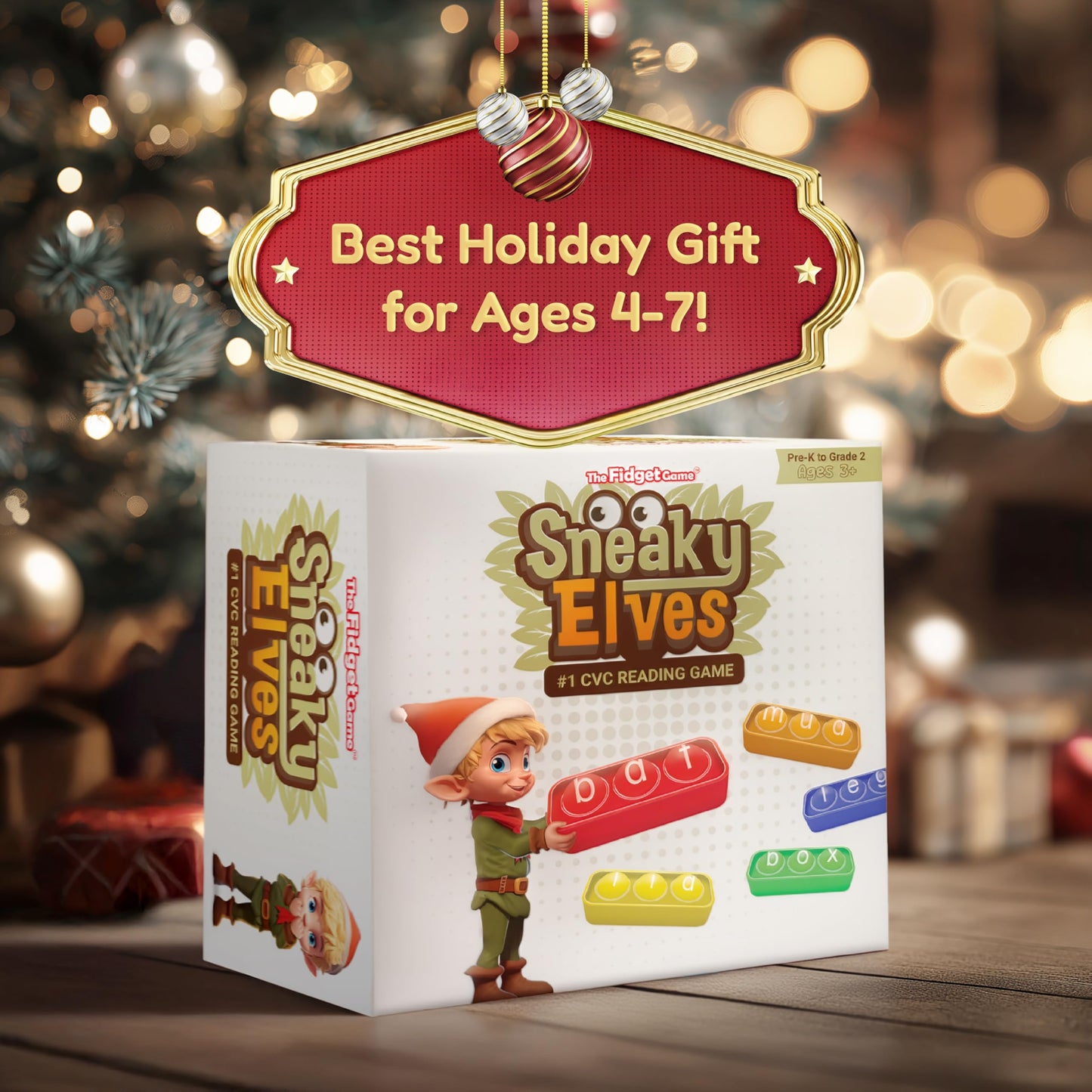The Fidget Game Sneaky Elves: Multisensory CVC Word Game for Early Reading & Phonics