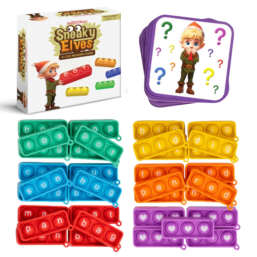 The Fidget Game Sneaky Elves: Multisensory CVC Word Game for Early Reading & Phonics