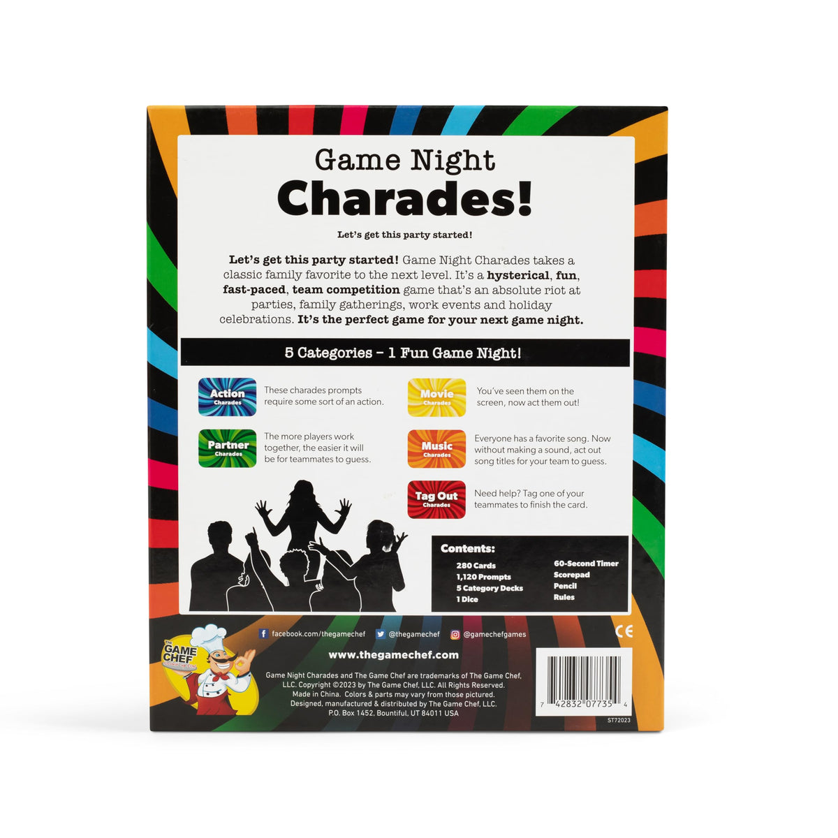 Game Night Charades by The GAME CHEF | 1120 Prompts, 5 Categories, Family Party Game