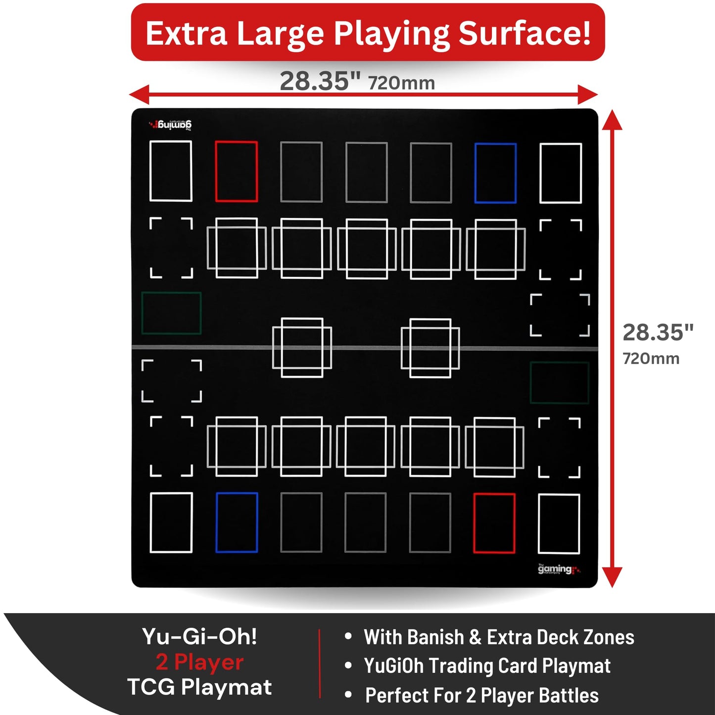 The Gaming Mat Company Yu-Gi-Oh Banish 2-Player Playmat – 28.35in x 28.35in Large TCG Surface