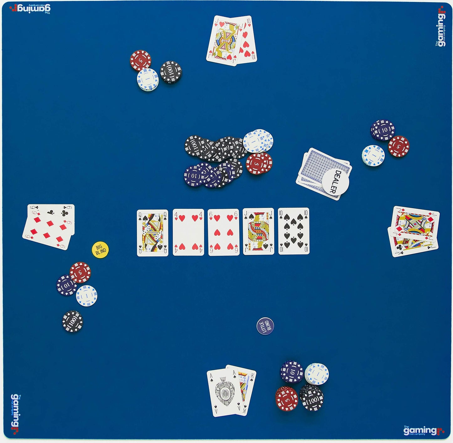 The Gaming Mat Company Poker, Mahjong, Dominoes & Bridge Table Mat – Blue 33x33 Premium Playmat