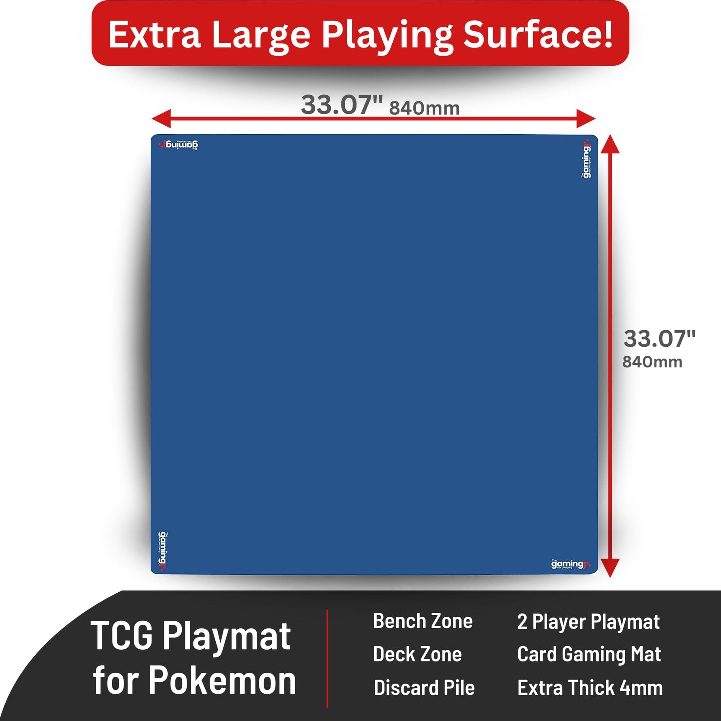 The Gaming Mat Company Poker, Mahjong, Dominoes & Bridge Table Mat – Blue 33x33 Premium Playmat