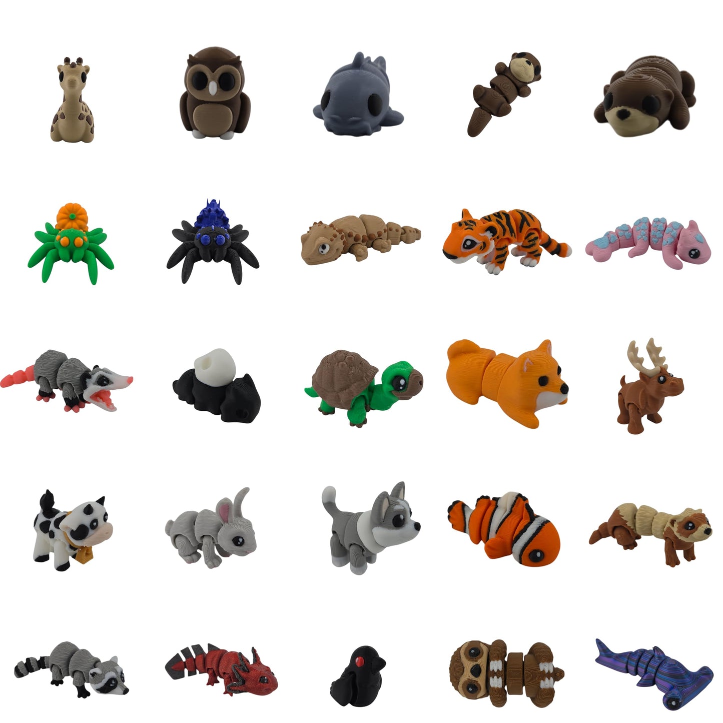 The Geek Galleria Mini Animal Mystery Pack – 30 3D-Printed Articulating Figurines