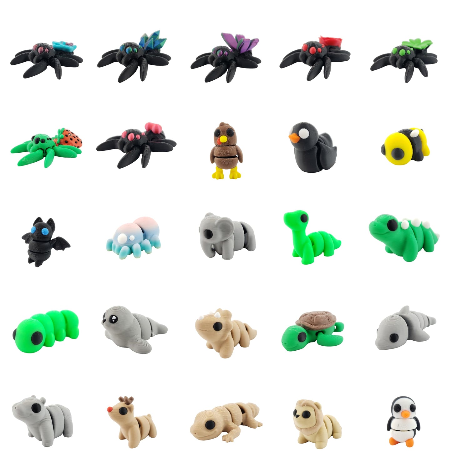 The Geek Galleria Mini Animal Mystery Pack – 30 3D-Printed Articulating Figurines