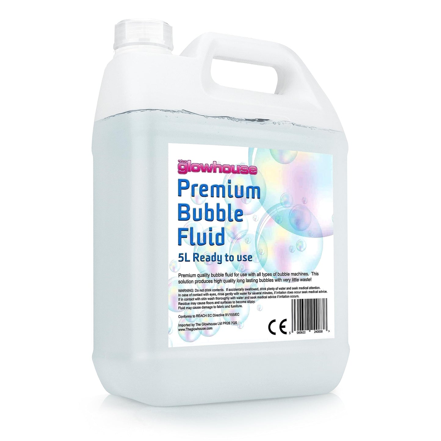 The Glowhouse Premium Bubble Solution 169 oz – Non-Toxic, Ready-to-Use Refill for Bubble Machines, Guns & Wands
