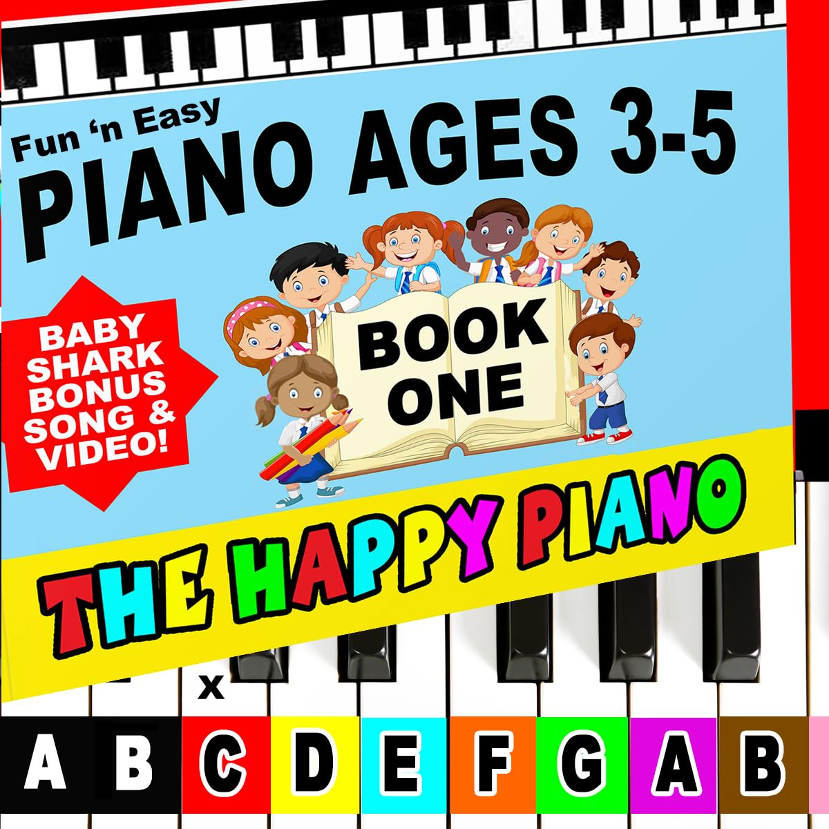 The Happy Piano Kit: Preschool Book & Color Keyboard Stickers with QR Codes | 3-5 Year Olds