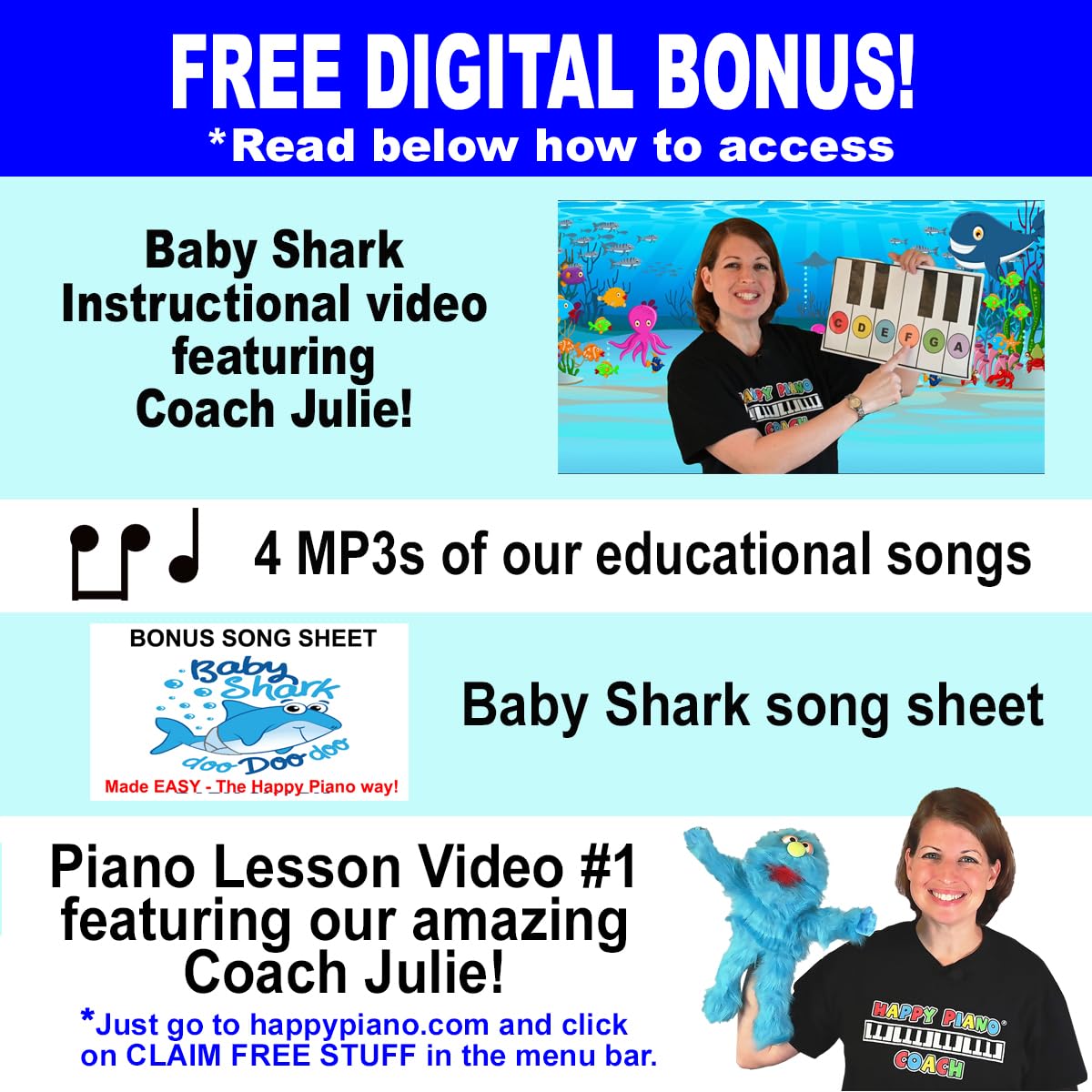 The Happy Piano Kit: Preschool Book & Color Keyboard Stickers with QR Codes | 3-5 Year Olds