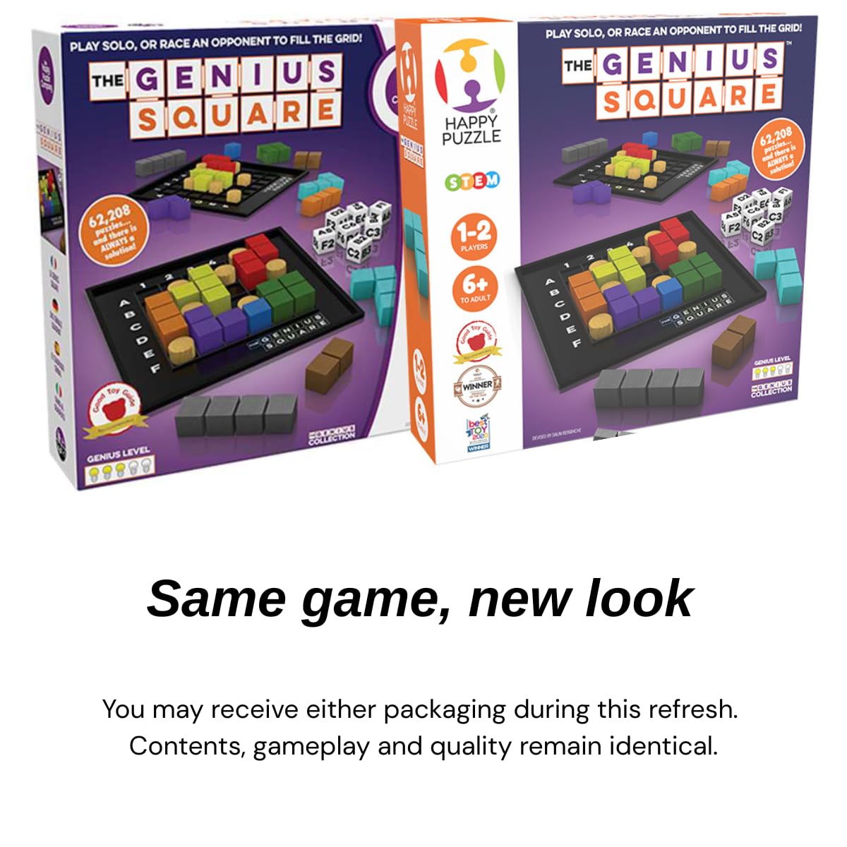 The Genius Square by The Happy Puzzle Company – Game of The Year Award Winner, 60,000+ Solutions STEM Puzzle