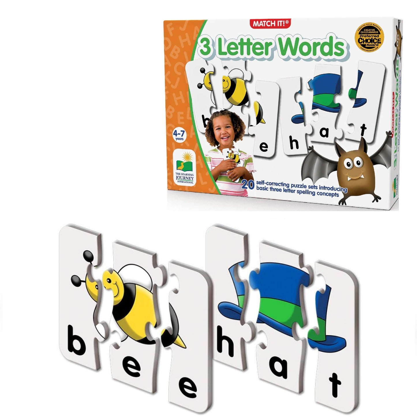 The Learning Journey: Match It! 3 Letter Words – Spelling Puzzles for Kids Aged 3-5