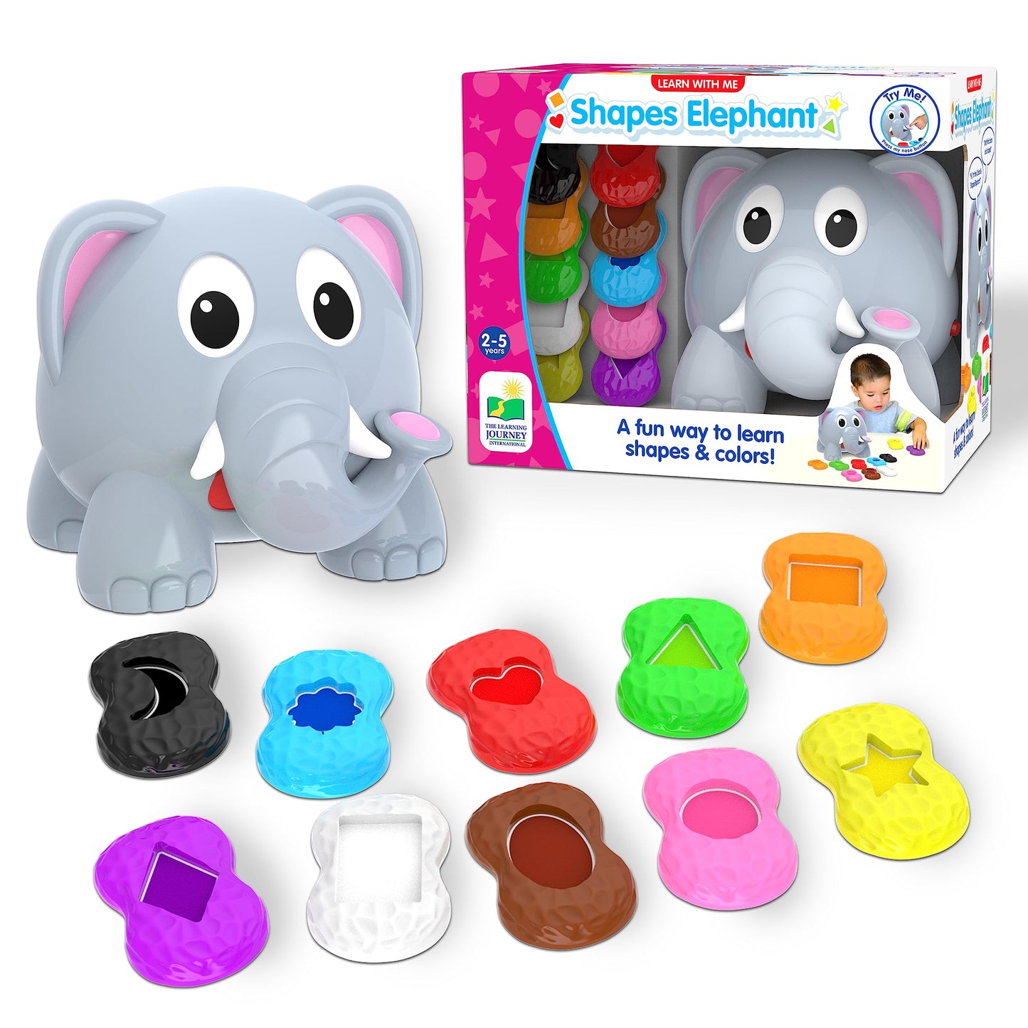 The Learning Journey Learn with Me Shapes Elephant – Colors & Shapes Toy for Toddlers 2+